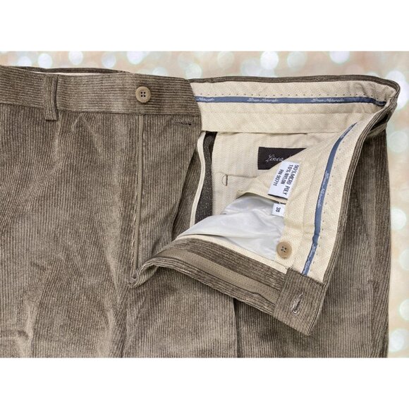 Linea Naturale Men’s Dress Pants 38x37 Flat Front Brown Raw Hem New Without Tags - Picture 6 of 10